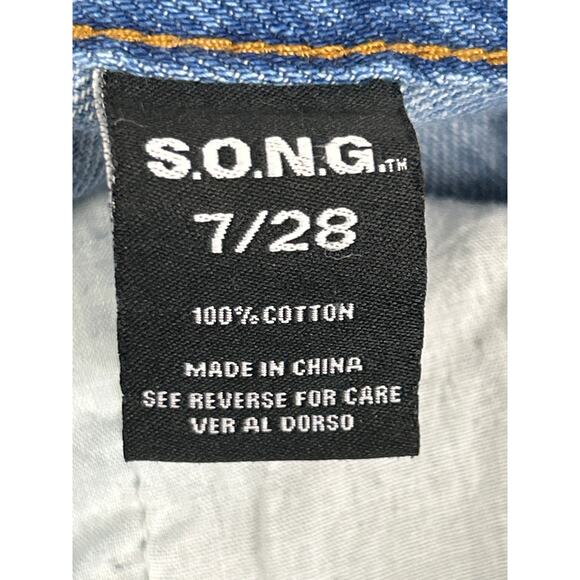 SONG Women’s 28 Blue Denim Graffiti Paint Splatter Zip Jogger Jeans - Picture 8 of 10